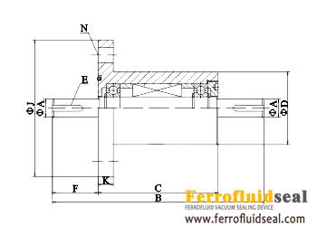 flange ferrofluid feedhrough drawing